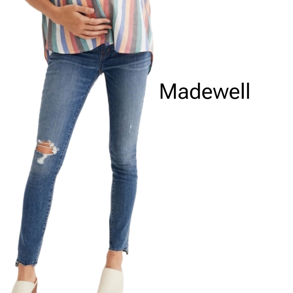 Madewell Maternity Blue Distressed Skinny Jeans Size 27